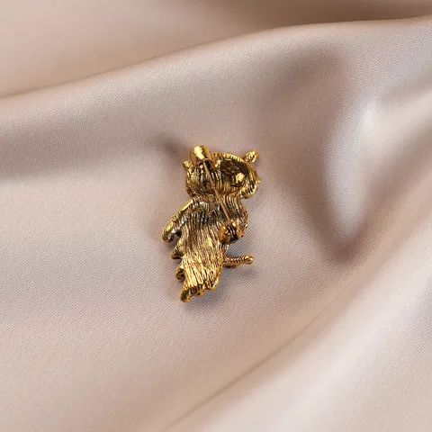 Fashion Vintage Alloy Rhinestone Owl Brooch Pin Cute Animal Design Clothing Accessories Jewelry Gift For Women