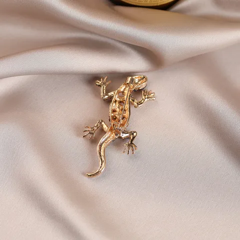 Prachtige Legering Strass Gekko Brooch Dier Kristal Reversspeld Mode Vintage Pak Sieraden Accessoires Voor Vrouwen