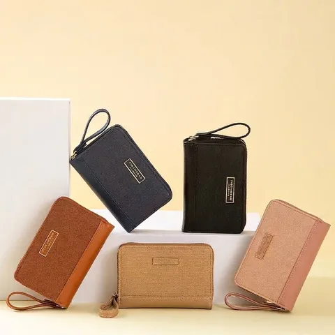 Portefeuille Long pour Femme en Cuir PU Grande Capacité Porte-Cartes Pochette Avec Dragonne Minimaliste Urbain Quotidien Couleur Unie