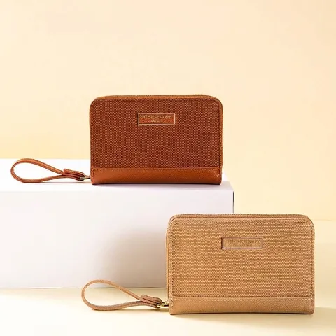 Portefeuille Long pour Femme en Cuir PU Grande Capacité Porte-Cartes Pochette Avec Dragonne Minimaliste Urbain Quotidien Couleur Unie