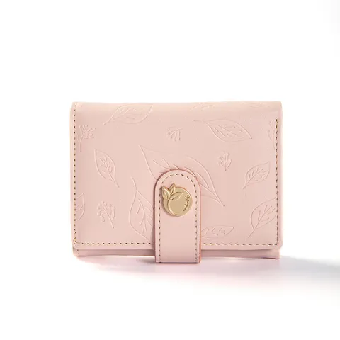 Petit Portefeuille Femme Frais Gaufré Motif Feuille Plié en Trois Fentes Multi-cartes Bourse Courte en Cuir PU pour Dames