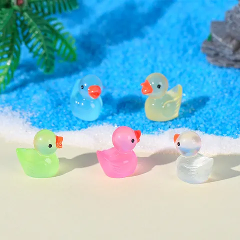 Miniature Canard Lumineux Figurine en Résine Cartoon Petit Canard Lumineux Ornement de Micro Paysage Décoration de Bureau DIY