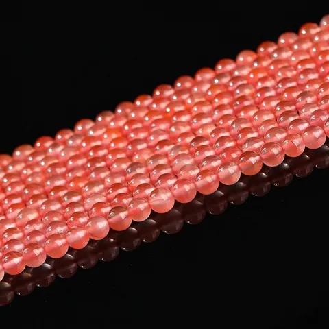 Natural NanHong Agate Loose Round Beads Ice Drift Cherry Red Grade DIY Jewelry Making Stones For Bracelet Necklace Accessory