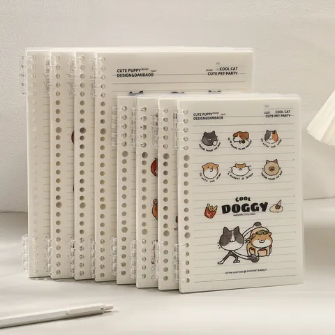 Cute Cartoon Dog Cat Loose-leaf Notebook A5 B5 Size Spiral Coil Notebook For Students Stationery Office Supplies