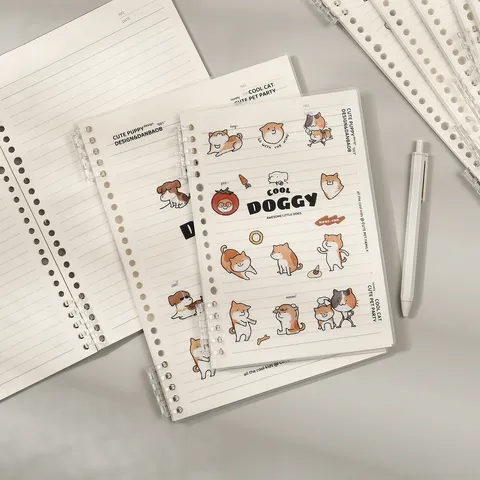 Cute Cartoon Dog Cat Loose-leaf Notebook A5 B5 Size Spiral Coil Notebook For Students Stationery Office Supplies
