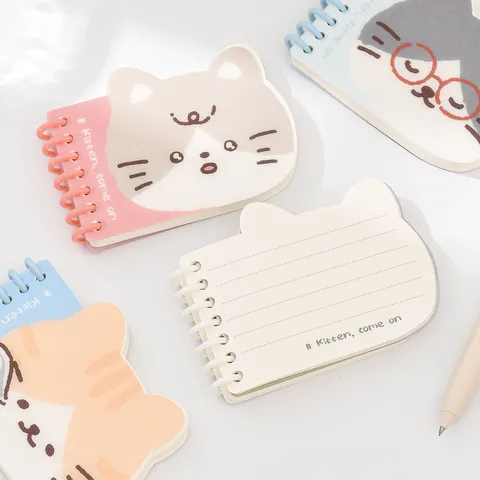 Cute Cartoon Cat Pocket Notebook Portable Spiral Lined Notepad Student Reward Stationery Gift Kawaii Daily Journal