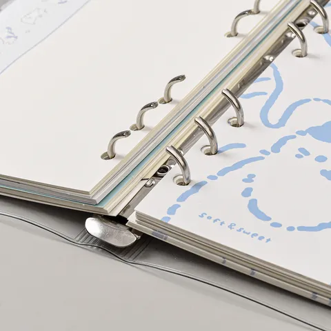 Cahier à Feuillets Mobiles A5 Journal Rechargeable Couverture PVC Reliure 6 Trous Motif Chat Mignon Papeterie Étudiant