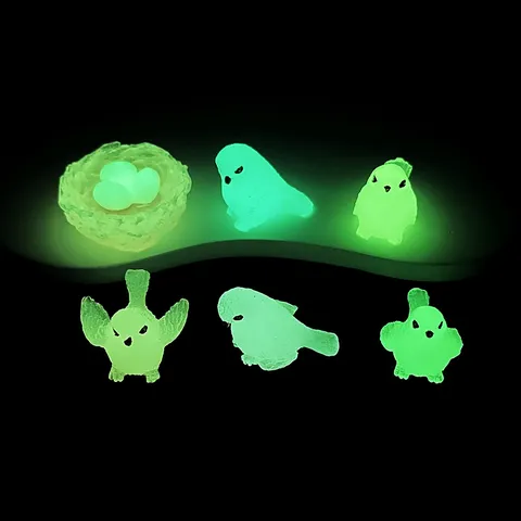 Ornement de Paysage Miniature d'Oiseau Mignon Lumineux pour Décoration de Bureau Mini Figurines d'Oiseaux en Résine
