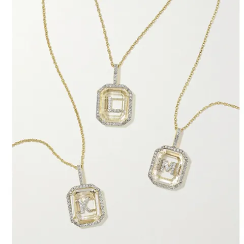 Alphabet Initial Anhänger Halskette Für Damen Vergoldet Messing Rechteck Strass Schlüsselbeinkette Mode Nische Schmuck