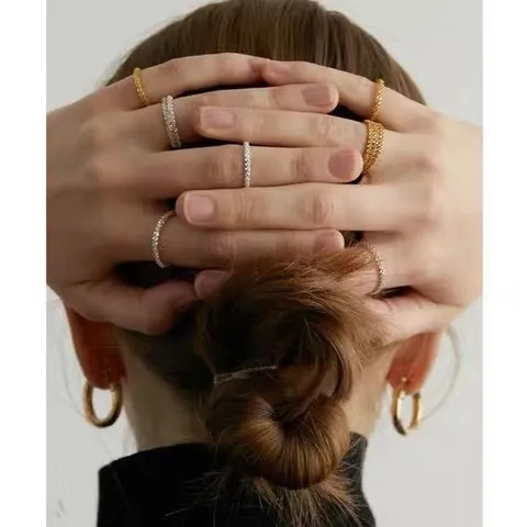 Mode Minimalistischer Kettenring Für Damen Schimmernder Messing Gold Silber Plattierter Stapelbarer Fingerring Schmuck Geschenk