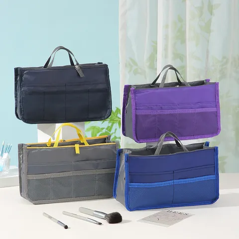 Multi-functional Double Zipper Travel Cosmetic Bag And Storage Organizer Portable Storage Bag For Makeup Data Cables