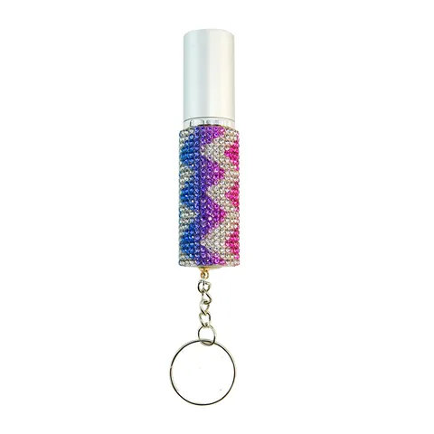Portable 5ml Alloy Rhinestone Perfume Atomizer Bottle Refillable Fragrance Spray Bottle With Keychain Pendant For Women