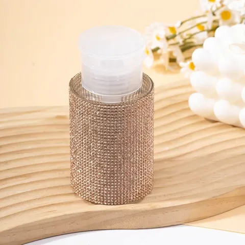 Luxury Rhinestone Refillable Bottle Press Pump Makeup Remover Dispenser Travel Portable Glitter Empty Liquid Container Beauty Tool