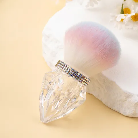 Rhinestone Diamond Sandglass Makeup Brush Multifunctional Nail Dust Brush Acrylic Handle Gradient Synthetic Fiber Soft Bristles Beauty Tool For Women