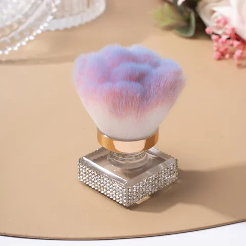 Luxury Acrylic Rhinestone Nail Dust Brush Soft Artificial Fiber Powder Foundation Brush Multifunctional Manicure Makeup Tool