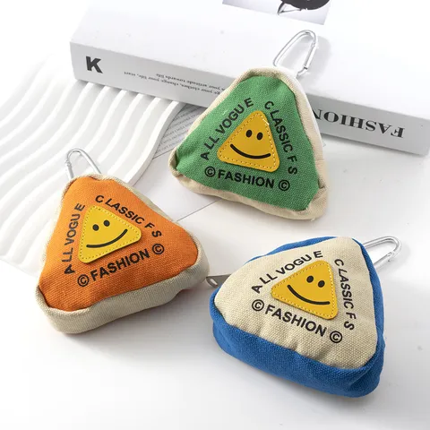 Mini Monedero Triangular Colgante de Bolsa Trendy Hip Hop Impresión de Letras Llavero Con Hebilla de Metal Para Auriculares Llaves Tarjetas