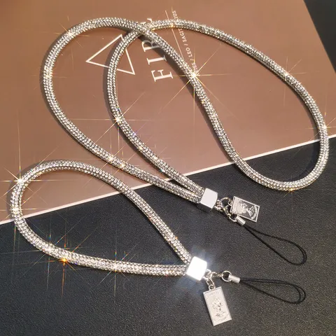 Luxury Rhinestone Mobile Phone Lanyard Colorful Crystal Wrist Strap Neck Hanging Chain For Women Fashion Phone Case Accessory