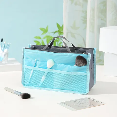 Multi-functional Double Zipper Travel Cosmetic Bag And Storage Organizer Portable Storage Bag For Makeup Data Cables