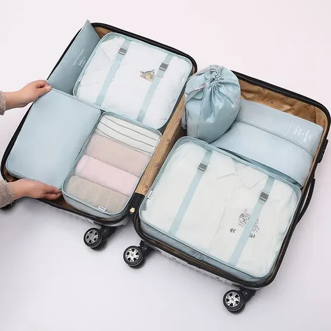 Travel Storage Bags Set Portable Luggage Organizer Packing Cubes Waterproof Clothes Sorting Pouch Bag For Suitcase