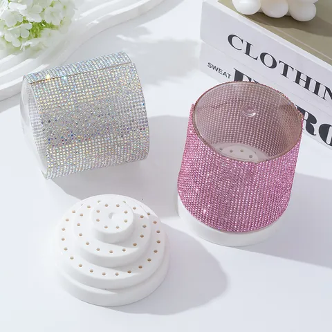 Rhinestone Nail Drill Bit Storage Box 48 Holes Nail Drill Machine Bit Display Stand Base Organizer Case With Lid Pink White