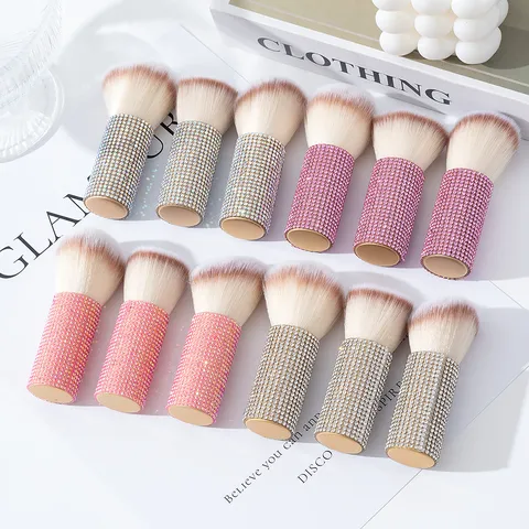 Professional Rhinestone Mushroom Head Makeup Brush Set Synthetic Soft Hair Portable Blush Powder Foundation Face Brushes For Women