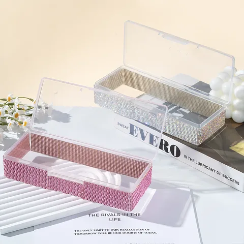 Rhinestone Nail Art Storage Box Transparent Plastic Jewelry Organizer Case For Gems Manicure Display Container Women Makeup Tools