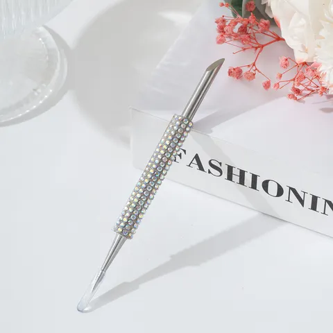 Stainless Steel Double Ended Nail Art Tool Cuticle Pusher Dotting Pen Inlaid Rhinestone Manicure Gel Polish Remover Tool