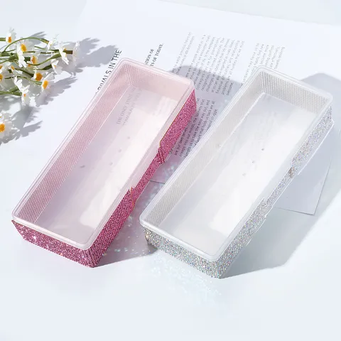 Rhinestone Nail Art Storage Box Transparent Plastic Jewelry Organizer Case For Gems Manicure Display Container Women Makeup Tools