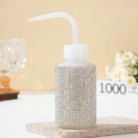 Luxury Rhinestone Eyelash Wash Bottle Squeeze Bottle With Curved Nozzle For Lash Extensions Nail Art Cleaning Tools Plastic