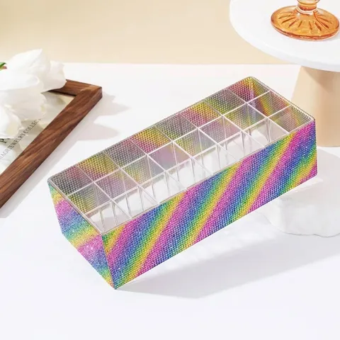 Acryl 27 Fächer Lippenstift Organizer Klar Strass Eingelegt Make-up Display Ständer Für Lippenstift Augenbrauenstift Lagerung