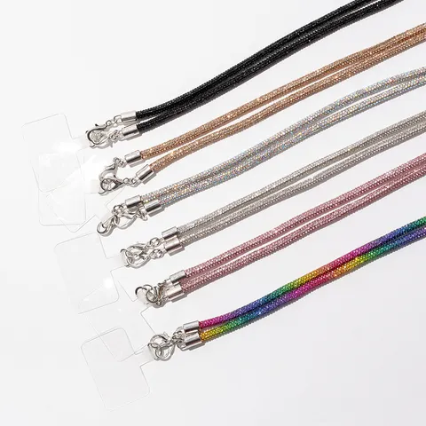 Rhinestone Alloy Long Phone Lanyard Crossbody Phone Chain For Women Shiny Bling Commuter Mobile Phone Accessory Gift