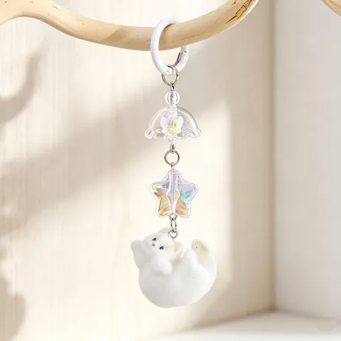Cute Flocked Cat Keychain Exquisite Ins Style Bag Pendant Mini Animal Keyring For Camera Bags For Women Girls Accessory