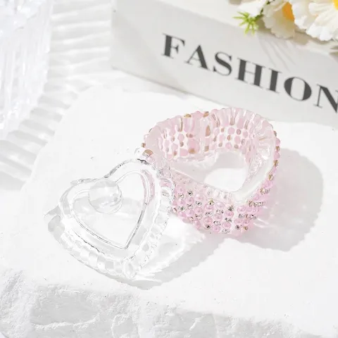 Japanese Style Heart Glass Nail Art Dappen Dish With Lid Rhinestone Artificial Pearl Decorated Crystal Liquid Cup For Color Mixing Wash Pen Manicure Tool