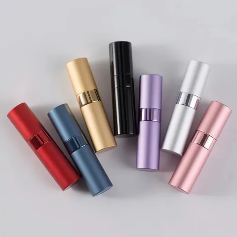 Botella de Atomizador de Perfume Recargable Botella de Spray de Aluminio Portátil Giratoria Para Herramienta Maquillaje Viaje Revestimiento Vidrio