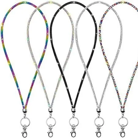 Fashion Full Rhinestone Lanyard With Metal Clasp Sparkly Neck Strap For Keys Phone ID Card Holder Women Accessory