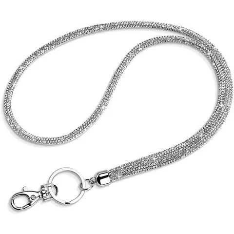 Fashion Full Rhinestone Lanyard With Metal Clasp Sparkly Neck Strap For Keys Phone ID Card Holder Women Accessory