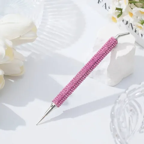 Dual-Head Nail Dotting Pen Rhinestone Handle Wax Tip Metal Picker For Nail Art Accessories Precision Suction Rhinestone Tool Professional Manicure Pen