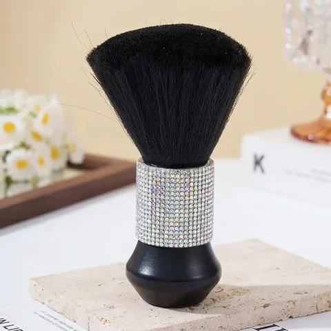 Professional Barber Neck Duster Brush Soft Bristles Hair Cleaning Tool Rhinestone Handle Neck Hair Remover For Salon Stylist Home