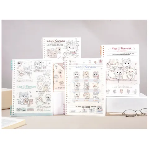 Cat Sonata Loose Leaf Notebook A5 B5 Lined Journal 52 Sheets Refillable Student Diary School Office Stationery