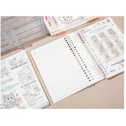 Cat Sonata Loose Leaf Notebook A5 B5 Lined Journal 52 Sheets Refillable Student Diary School Office Stationery