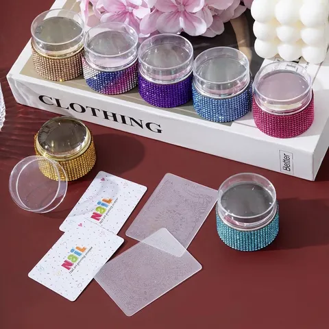Rhinestone Nail Art Stamper Silicone French Tip Manicure Tool With Scraper Plate For Floral Lace Patterns Nail Printing Kit