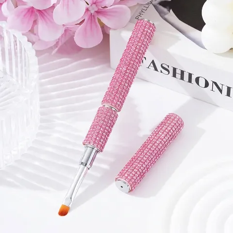 Pennello per Fototerapia Unghie Lussuoso Strass Strumento Manicure Doppia Estremità per Smalto Gel Plastica Acciaio Inossidabile