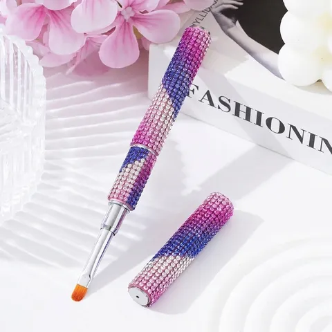 Pennello per Fototerapia Unghie Lussuoso Strass Strumento Manicure Doppia Estremità per Smalto Gel Plastica Acciaio Inossidabile