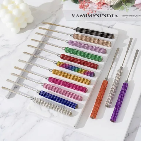 Professional Stainless Steel Rhinestone Nail Art Stirring Rod DIY Manicure Mixing Stick For Polish Gel Glue Color Palette Mixing Tool Women Salon Accessories