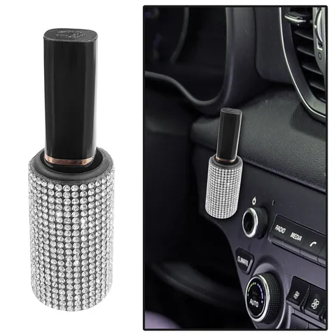 Rhinestone Car Lipstick Holder Mount Vertical Lip Balm Storage Rack Paved Rhinestone Interior Car Accessory Desktop Organizer