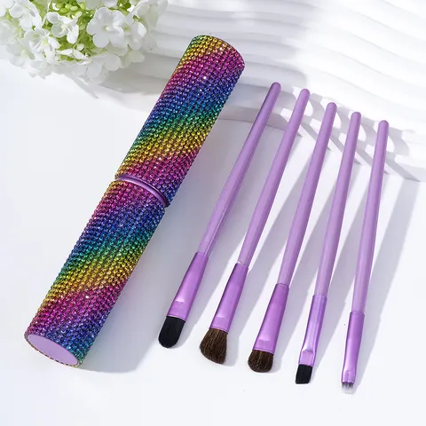 Luxury Rhinestone Makeup Brush Sparkling Storage Case Soft Synthetic Fiber Powder Eyeshadow Brush Beauty Tools For Women