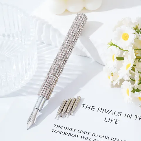 Luxurious Rhinestone Nail Art Pen Set With 5 Replaceable Nibs DIY Dotting Painting Drawing Tool For Manicure Decoration