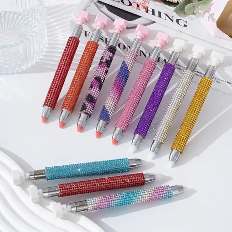 Professional Double Ended Nail Dotting Pen With Rhinestone Handle Wax Tip Manicure Picking Tool For DIY Decoration Women Jewelry