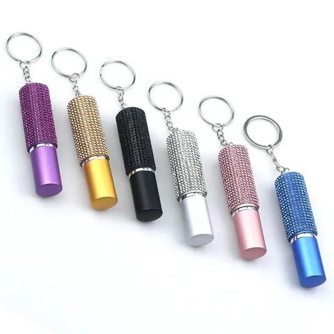 Mini Rhinestone Perfume Bottle Keychain Portable Refillable Spray Atomizer Empty Container For Women Bag Charm Pendant Gift