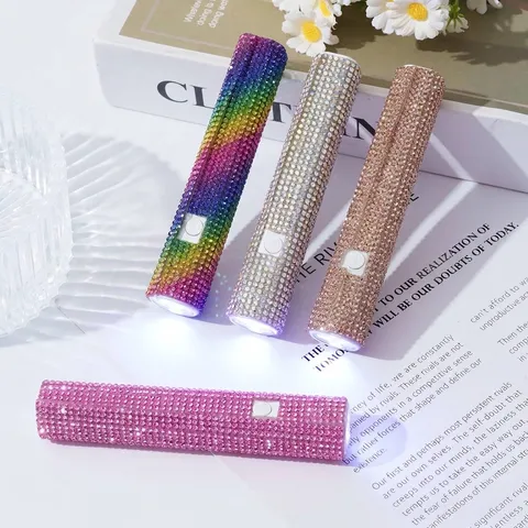 Mini Lámpara de Uñas Portátil con Diamantes de Imitación Luz de Curado UV LED para Uñas de Gel Herramienta de Secado Manicura